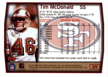 1999 Topps - Topps Collection #39 Tim McDonald Back