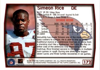 1999 Topps - Topps Collection #172 Simeon Rice Back