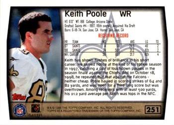 1999 Topps - Topps Collection #251 Keith Poole Back