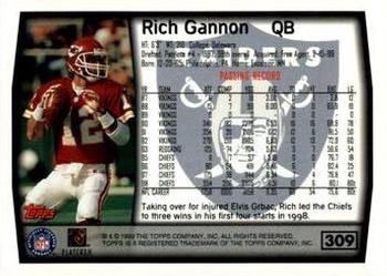 1999 Topps - Topps Collection #309 Rich Gannon Back
