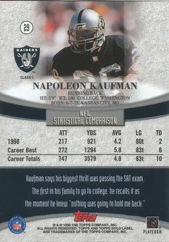 1999 Topps Gold Label #29 Napoleon Kaufman Back
