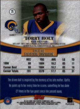 1999 Topps Gold Label #71 Torry Holt Back