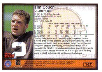 1999 Topps Season Opener #147 Tim Couch Back