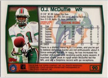 1999 Topps Season Opener #90 O.J. McDuffie Back