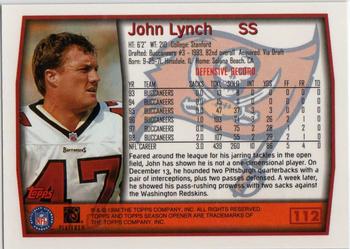1999 Topps Season Opener #112 John Lynch Back