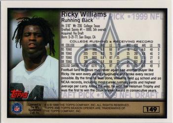 1999 Topps Season Opener #149 Ricky Williams Back