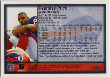 1999 Topps Season Opener #150 Peerless Price Back