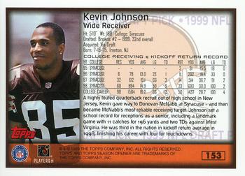 1999 Topps Season Opener #153 Kevin Johnson Back