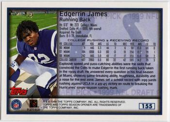 1999 Topps Season Opener #155 Edgerrin James Back