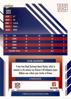2007 Score - Atomic #323 Zak DeOssie Back
