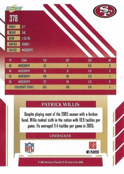 2007 Score - Atomic #378 Patrick Willis Back