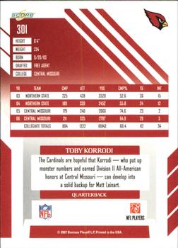 2007 Score - Updates #301 Toby Korrodi Back
