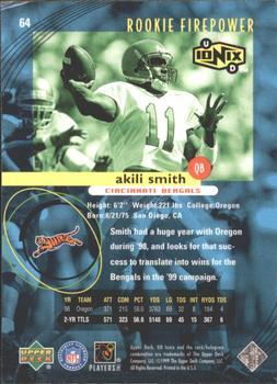 1999 UD Ionix #64 Akili Smith Back