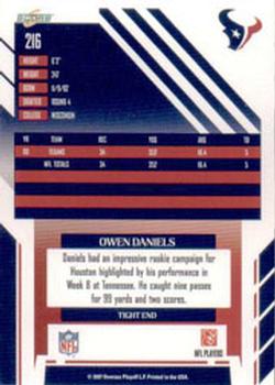 2007 Score - Glossy #216 Owen Daniels Back