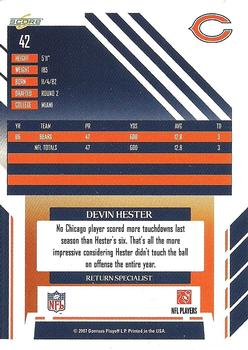 2007 Score - Glossy #42 Devin Hester Back