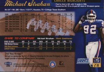 1999 Ultra #231 Michael Strahan Back