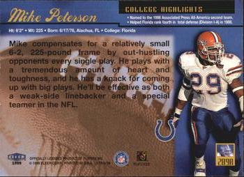 1999 Ultra #289R Mike Peterson Back