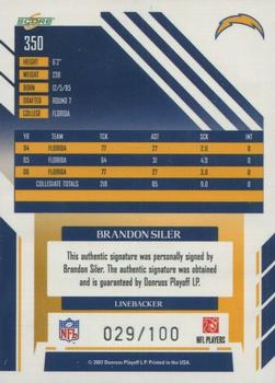 2007 Score Select - Inscriptions #350 Brandon Siler Back