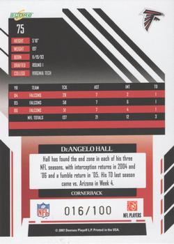 2007 Score Select - Scorecard #75 DeAngelo Hall Back