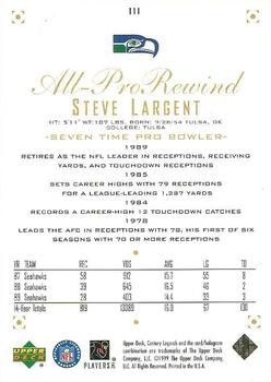 1999 Upper Deck Century Legends #111 Steve Largent Back
