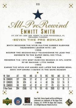 1999 Upper Deck Century Legends #113 Emmitt Smith Back
