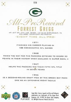 1999 Upper Deck Century Legends #114 Forrest Gregg Back