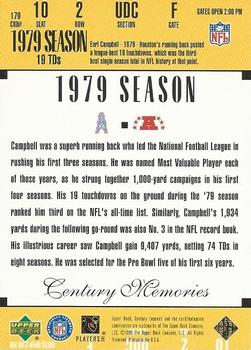 1999 Upper Deck Century Legends #179 Earl Campbell Back