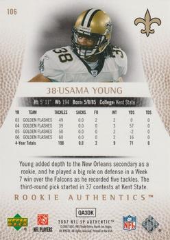 2007 SP Authentic - Gold #106 Usama Young Back