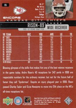 1999 Upper Deck Encore #85 Andre Rison Back