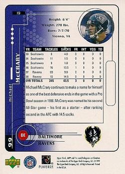 1999 Upper Deck MVP #19 Michael McCrary Back