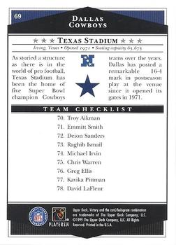 1999 Upper Deck Victory #69 Dallas Cowboys Checklist Back