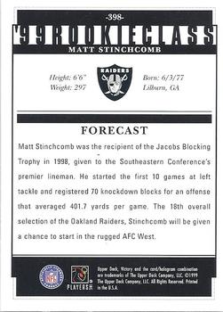 1999 Upper Deck Victory #398 Matt Stinchcomb Back