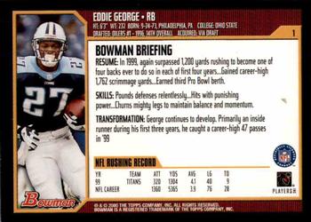 2000 Bowman #1 Eddie George Back