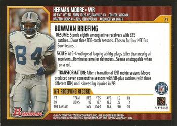 2000 Bowman #21 Herman Moore Back