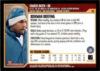 2000 Bowman #30 Charlie Batch Back