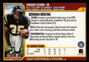2000 Bowman #31 Jermaine Fazande Back