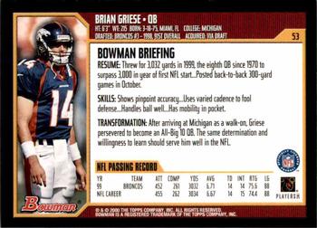 2000 Bowman #53 Brian Griese Back