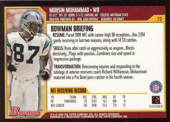 2000 Bowman #72 Muhsin Muhammad Back
