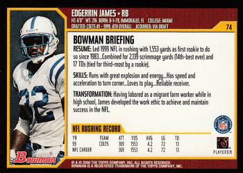 2000 Bowman #74 Edgerrin James Back