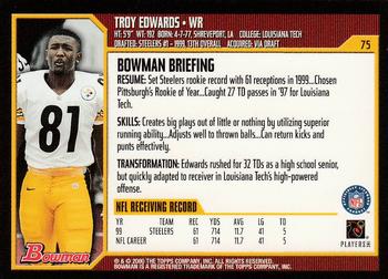 2000 Bowman #75 Troy Edwards Back