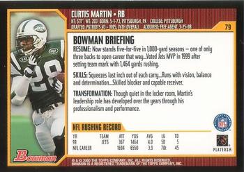 2000 Bowman #79 Curtis Martin Back