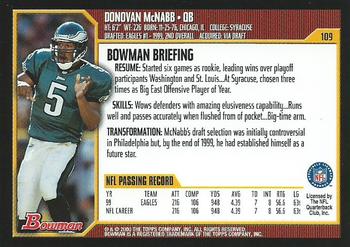 2000 Bowman #109 Donovan McNabb Back