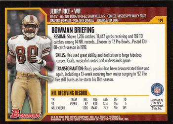 2000 Bowman #119 Jerry Rice Back