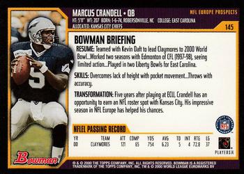 2000 Bowman #145 Marcus Crandell Back