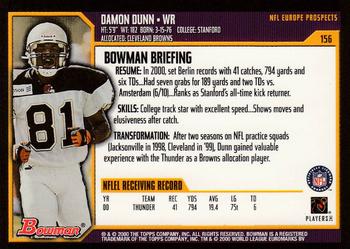 2000 Bowman #156 Damon Dunn Back