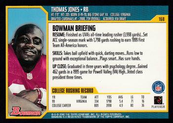 2000 Bowman #168 Thomas Jones Back