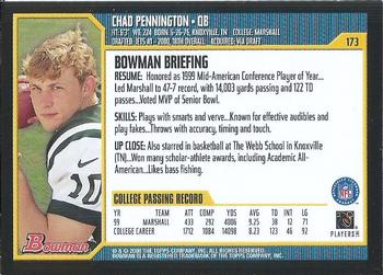 2000 Bowman #173 Chad Pennington Back