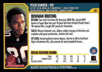 2000 Bowman #183 Peter Warrick Back