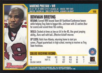 2000 Bowman #198 Mareno Philyaw Back
