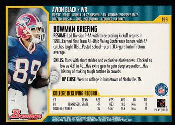 2000 Bowman #199 Avion Black Back